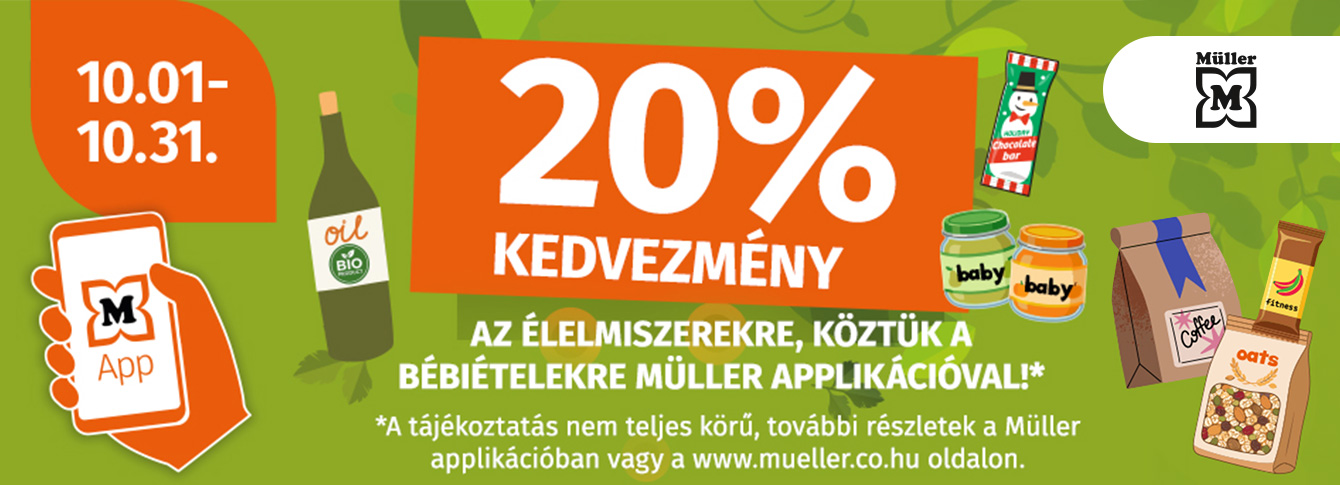 Októberben 20% kedvezménnyel vásárolhat a Müllerben